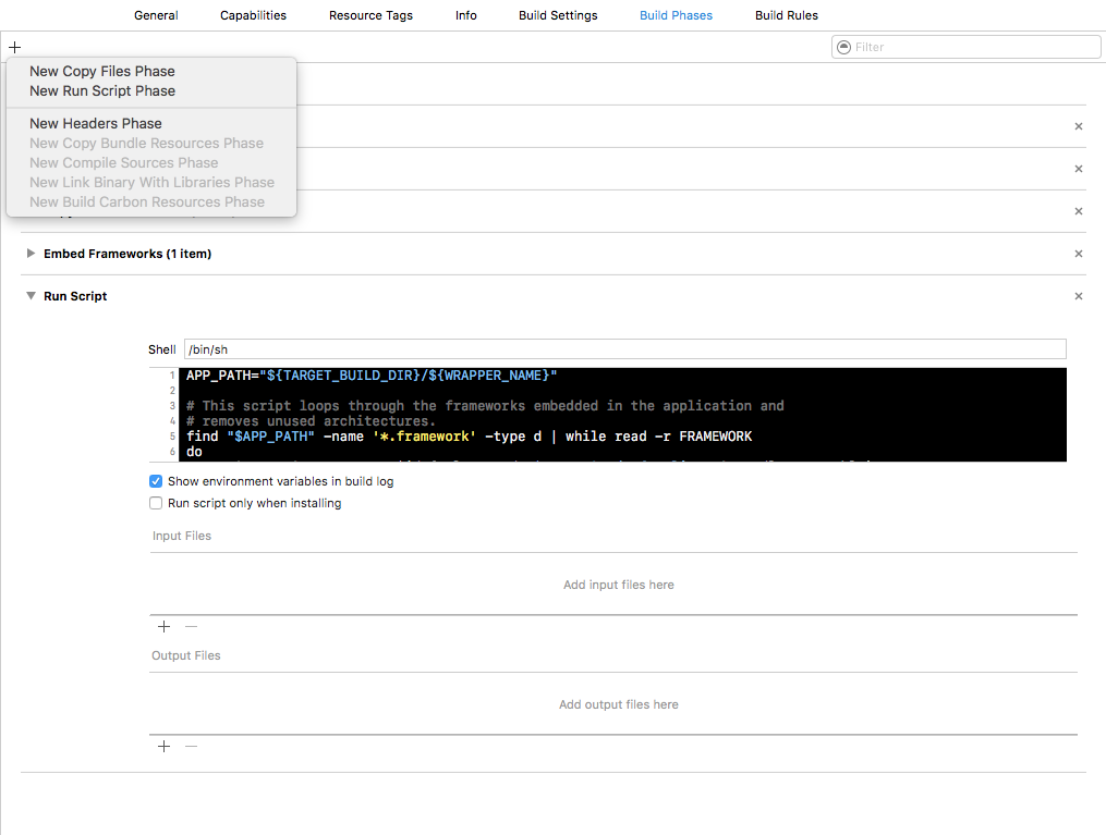 Configure framework slices in Project Settings